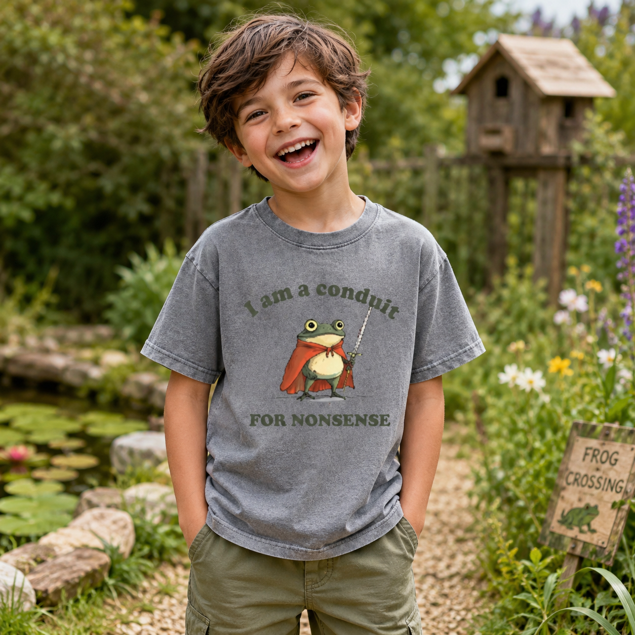 I Am A Conduit For Nonsense Kids Washed T-Shirt