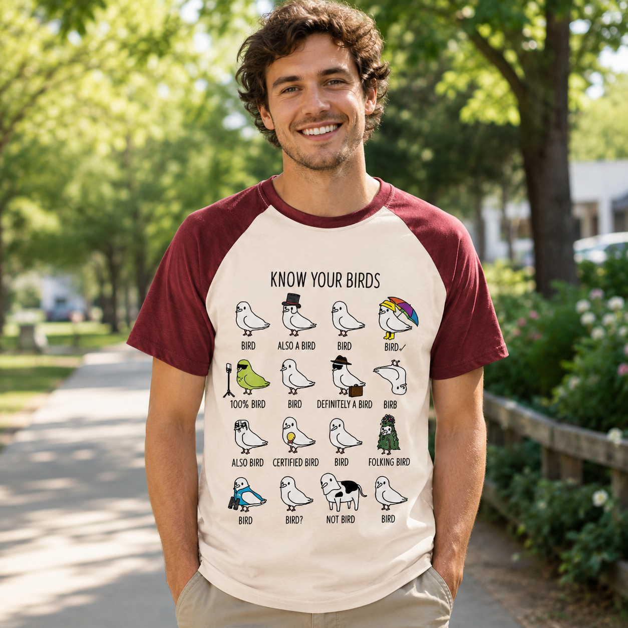 Know Your Birds Bird Chart Raglan T-Shirt