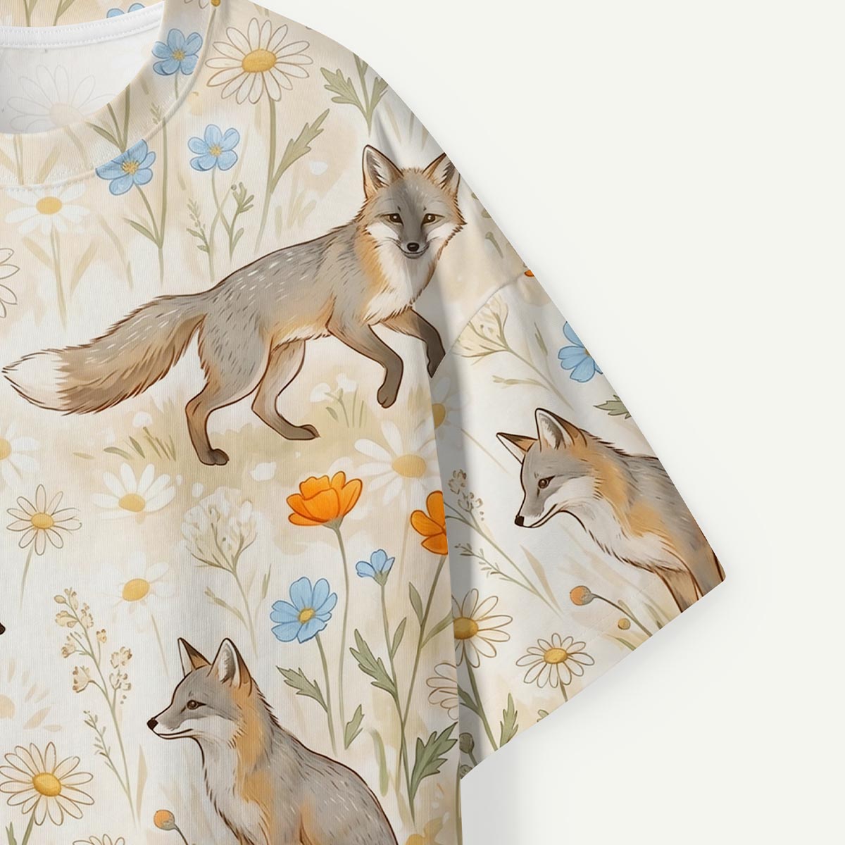 Fox and Wild Daisy Eco All-Over Print T-Shirt