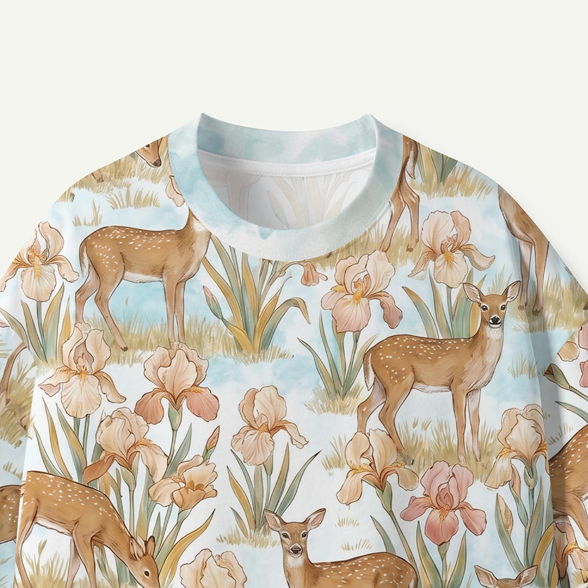 White‑tailed Deer Among Wild Irises T-Shirt
