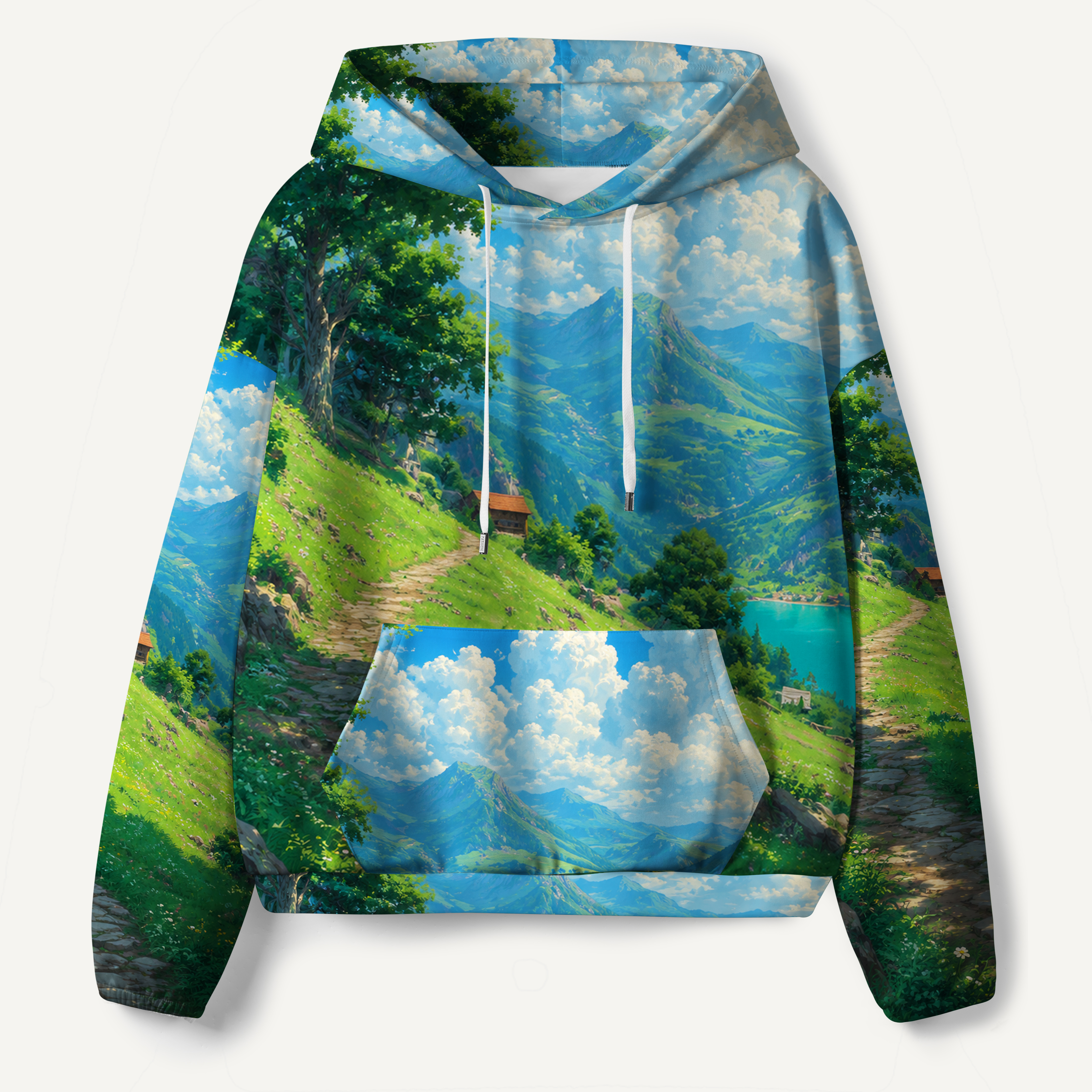 Alpine Lake Trail Mountain Escape All-over Printed Hoodie