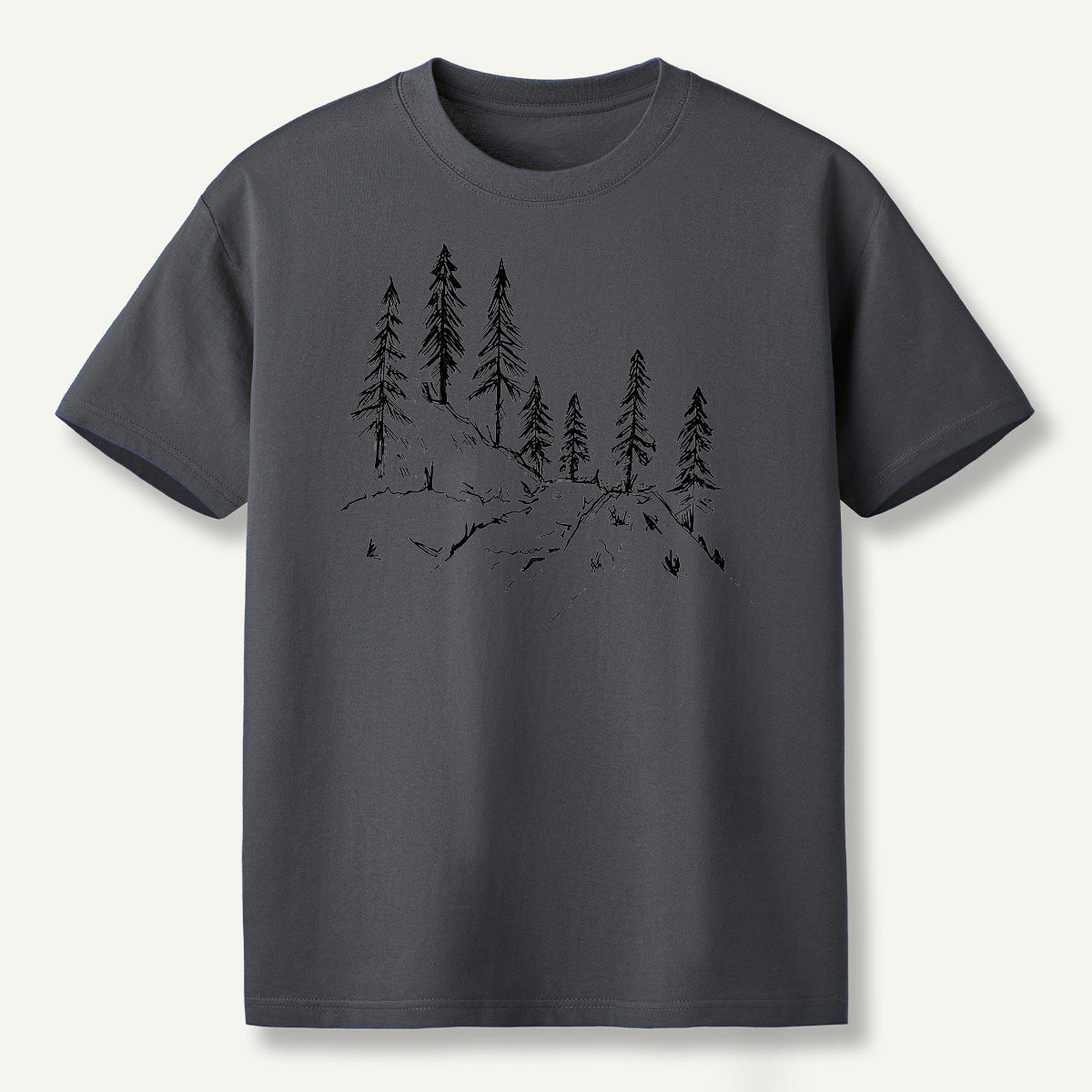 Pine Forest Ridge Line Art T-Shirt