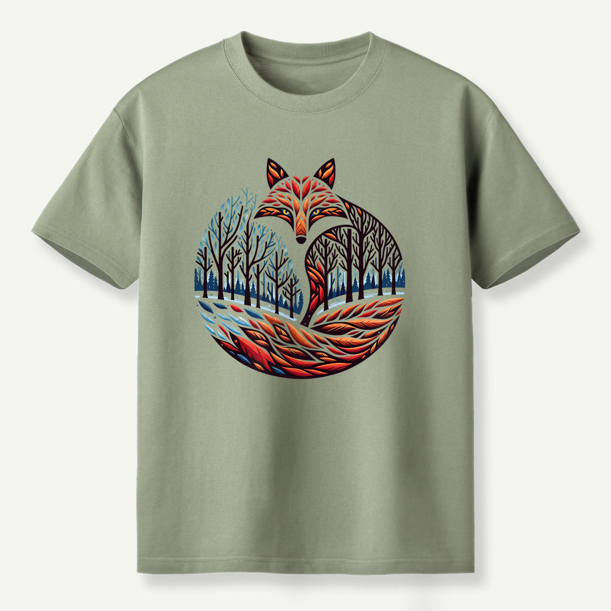 Fox Tail Winter Forestscape T-Shirt