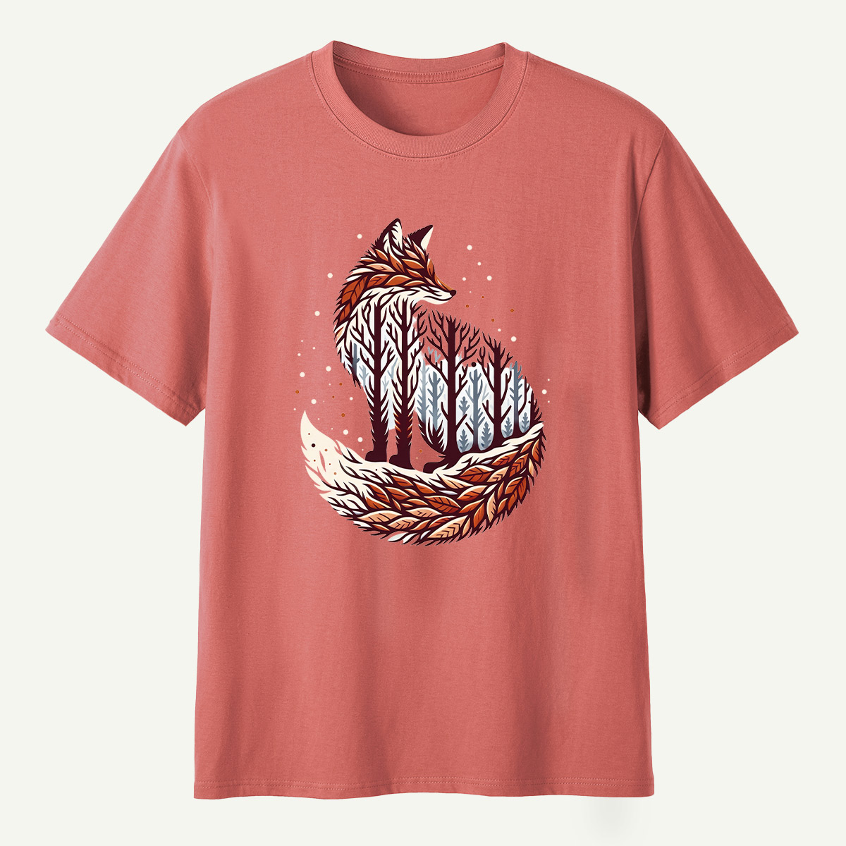 Fox Forest Double Exposure Portrait T-Shirt