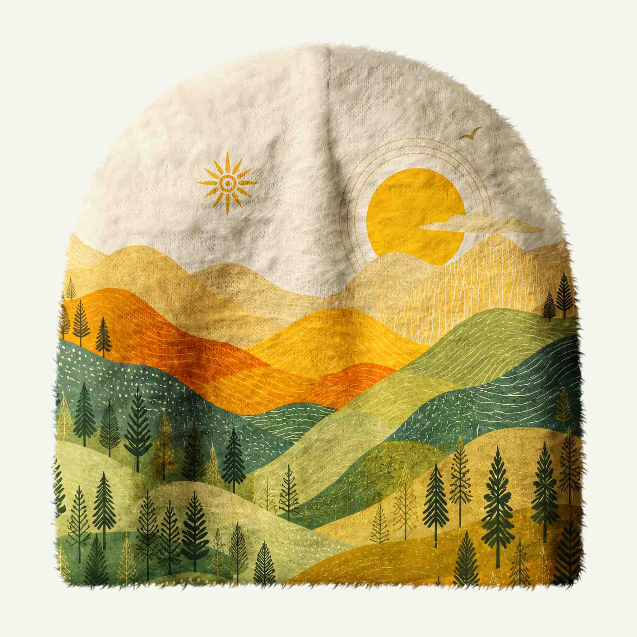Layered Mountain Plush Knit Hat
