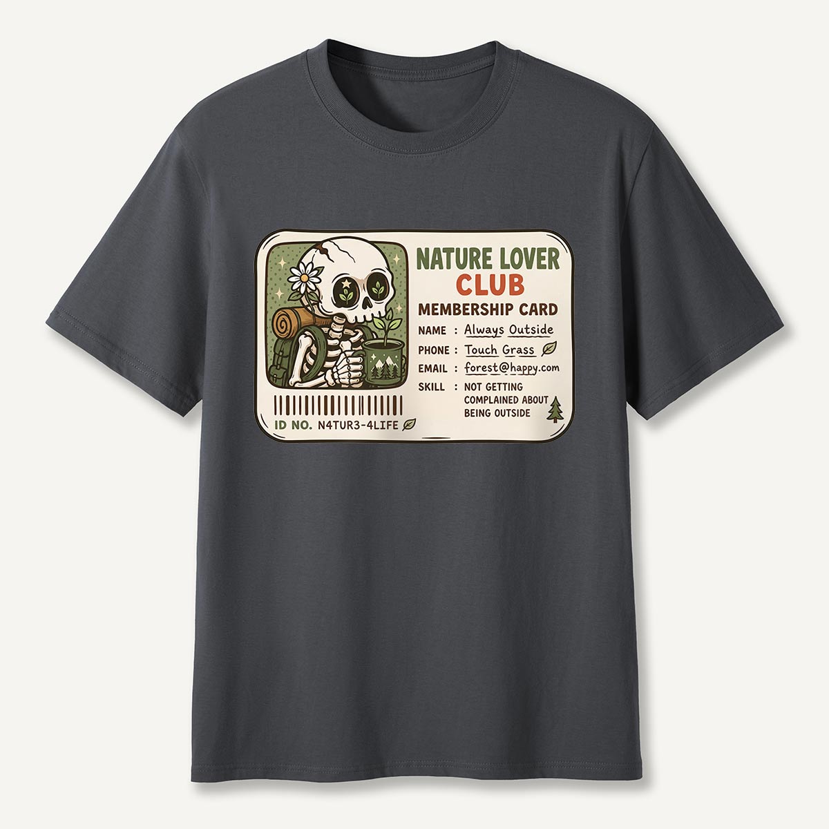 Nature Lover Club Skeleton Membership Card T-Shirt