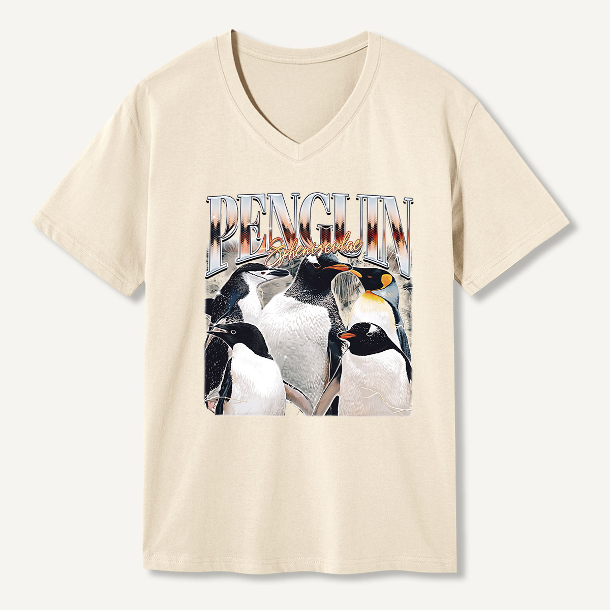 Penguin Rock Band Vintage Poster V-neck T-Shirt