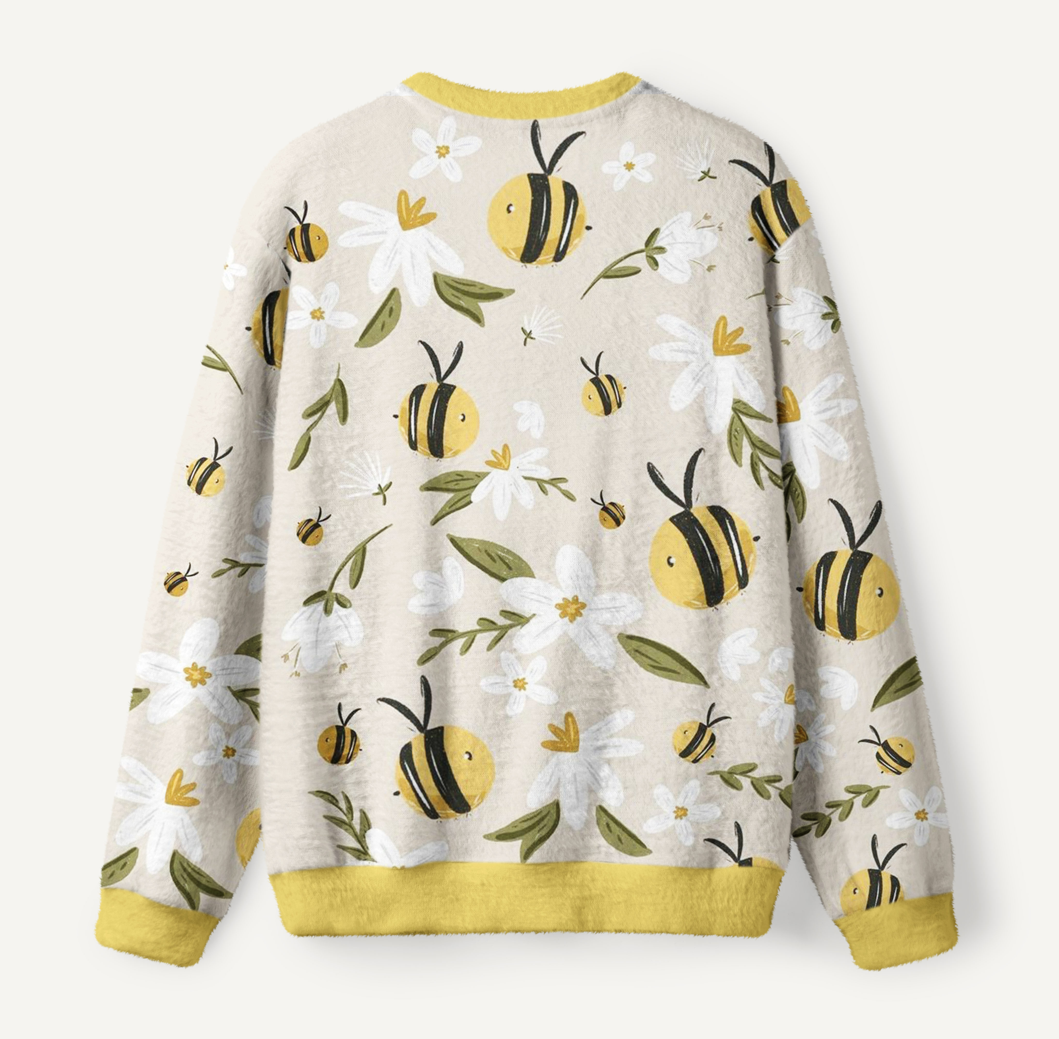 Bees And White Flower Garden Ugly Fuzzy Fleece Sweatshirt