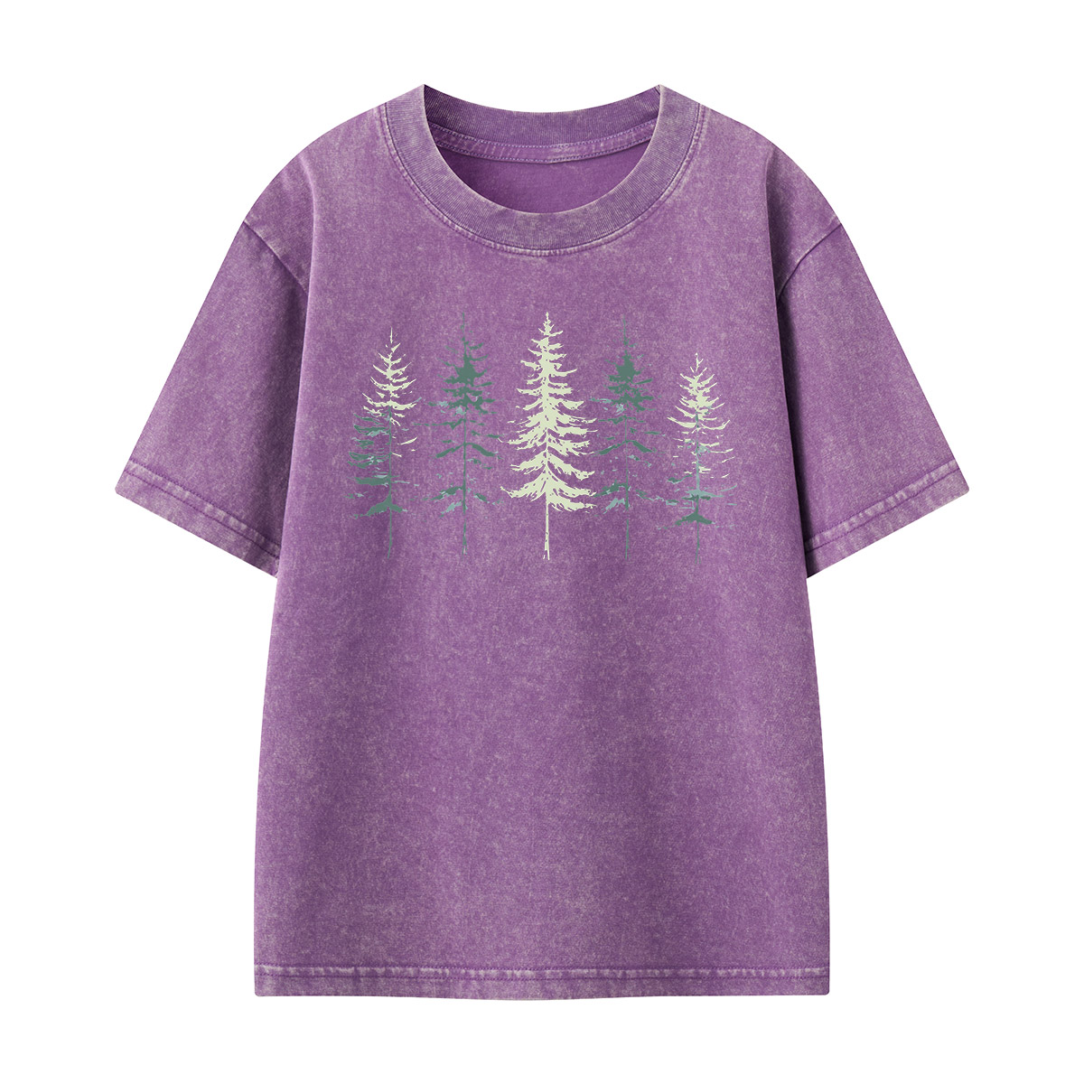 Minimal Pine Forest Silhouette Kids Washed T-Shirt