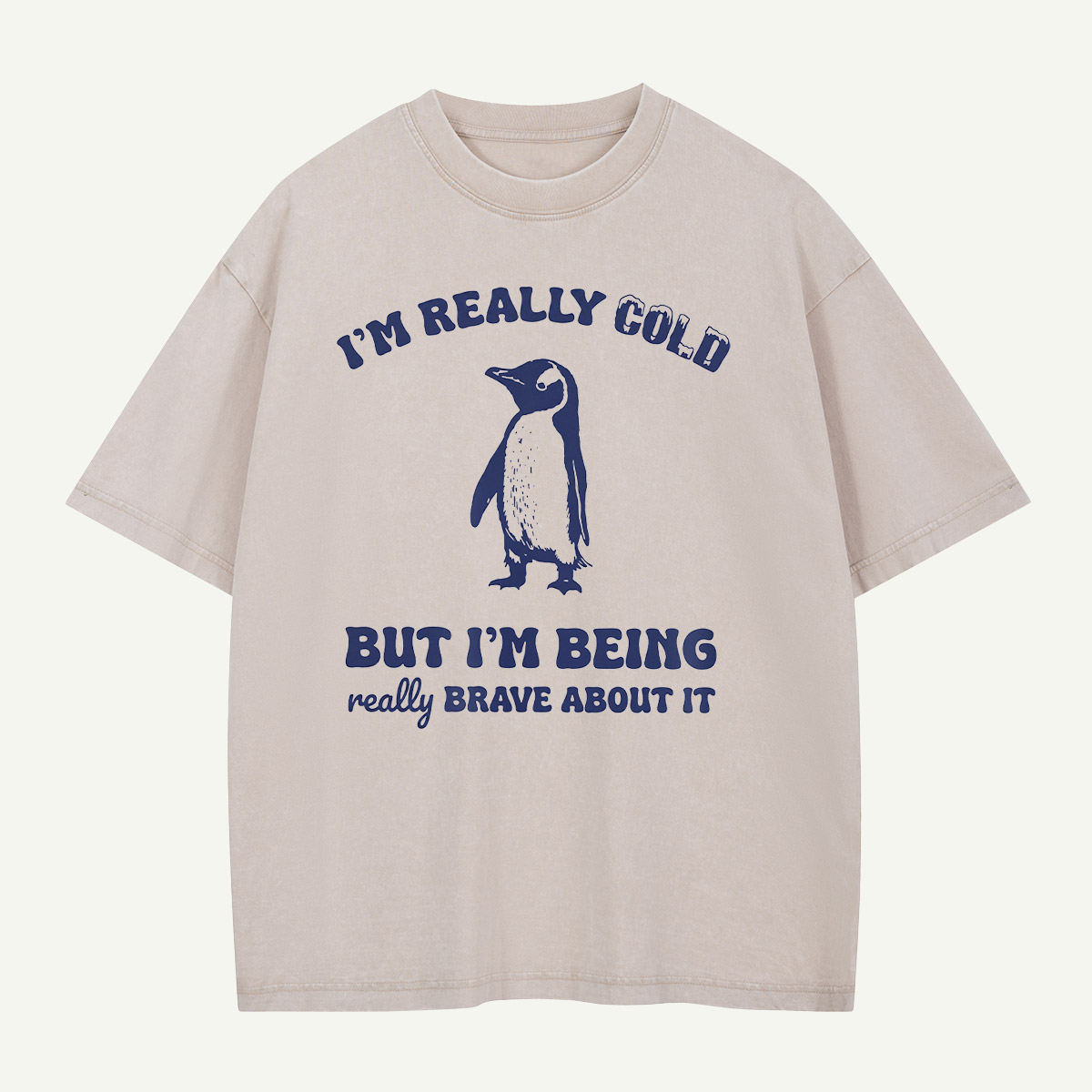 Really Cold Really Brave Penguin Washed T-Shirt