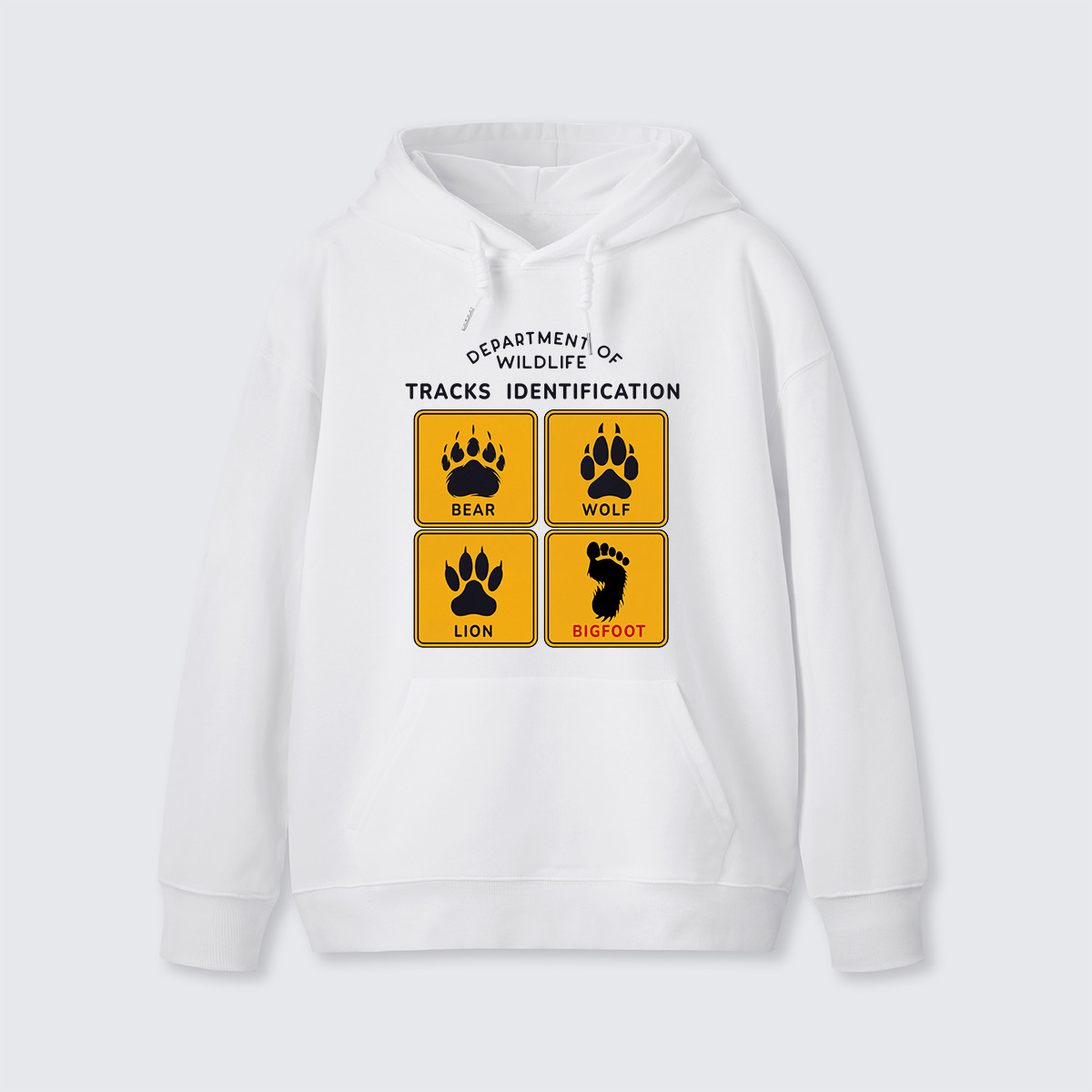 Department of Wildlife Tracks Identification Bear Wolf Lion Cryptids Hoodie
