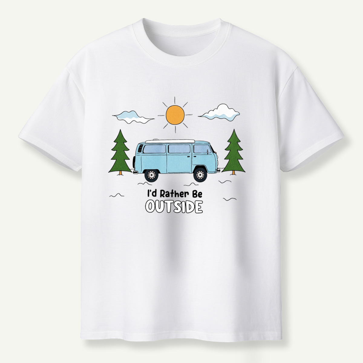 Id Rather Be Outside Camper Van Forest Sunset T-Shirt