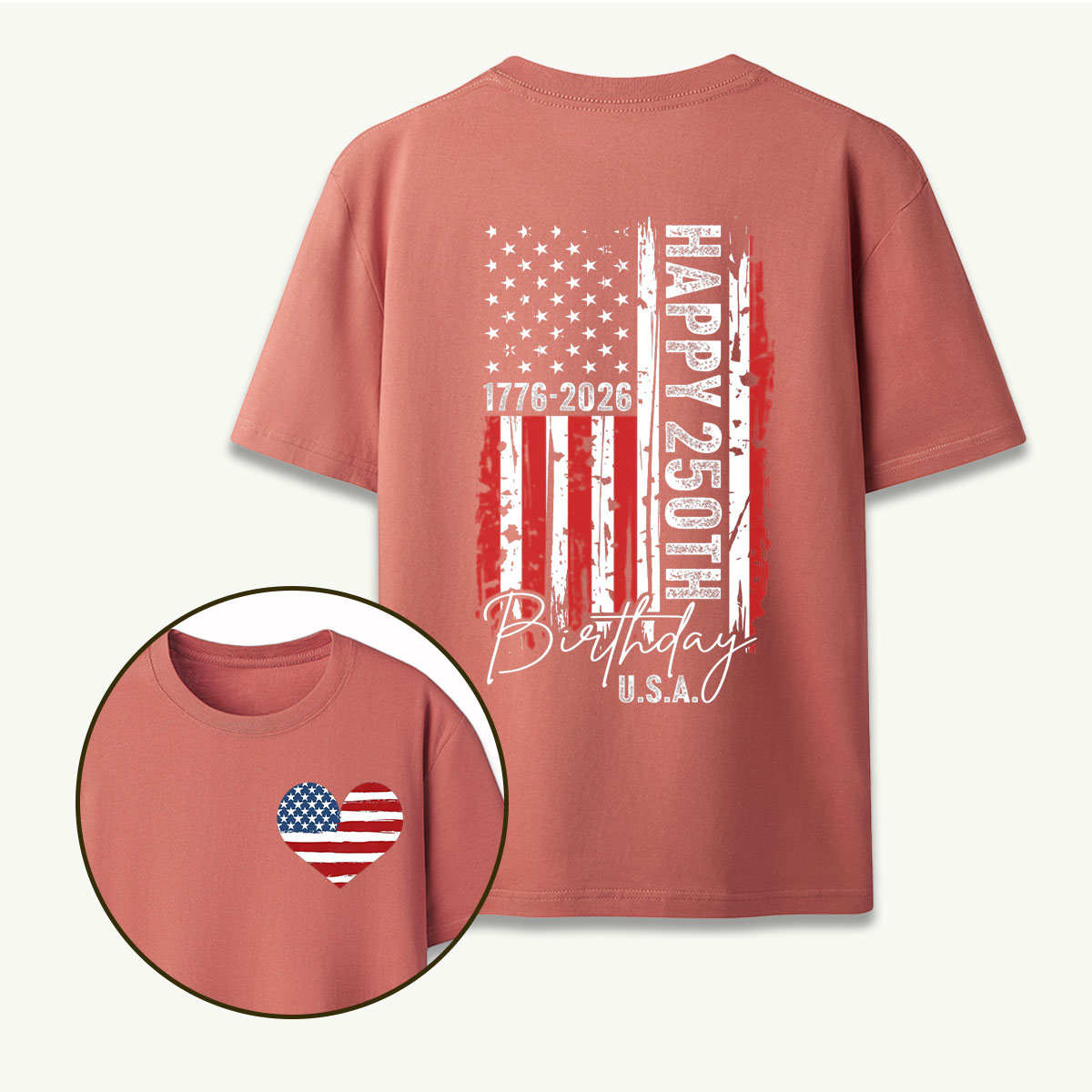 Happy 250th Birthday USA 1776‑2026 American Flag T-Shirt