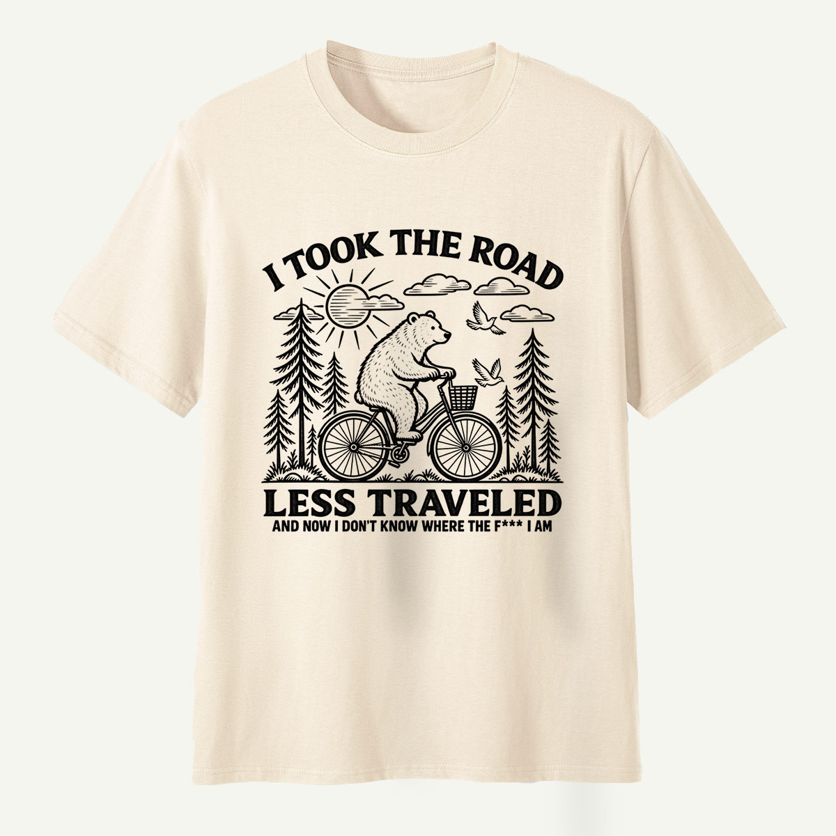 I Took The Road Less Traveled Cycling Bear Adventure T-Shirt