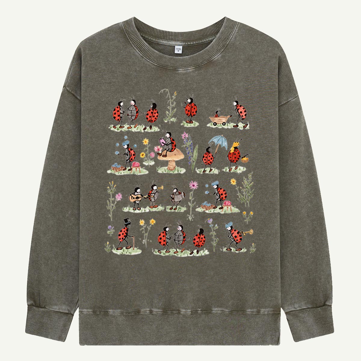 Ladybug and Flower Tee Washed Sweatshirts
