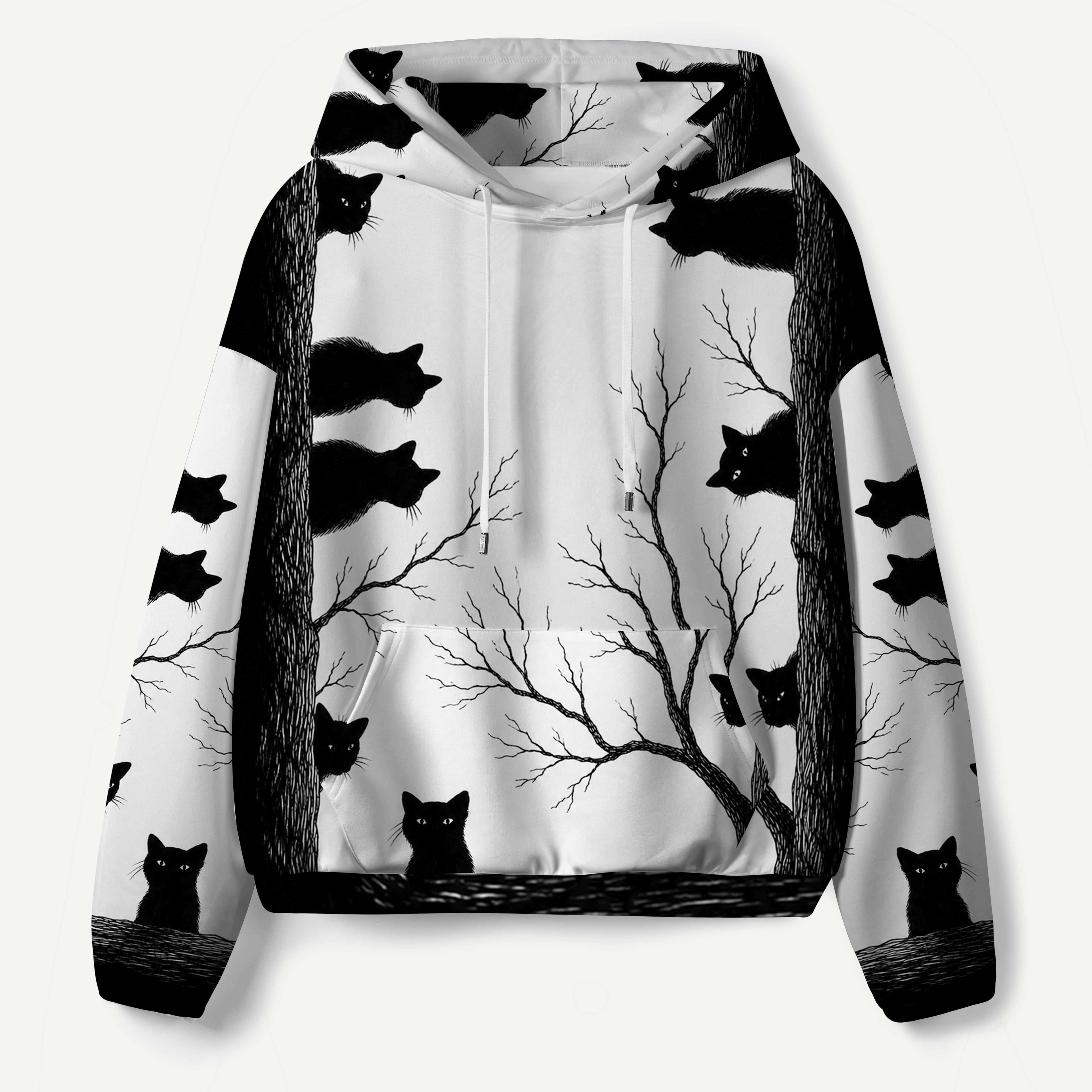 Cats In The Moonlit Woods All-over Printed Hoodie
