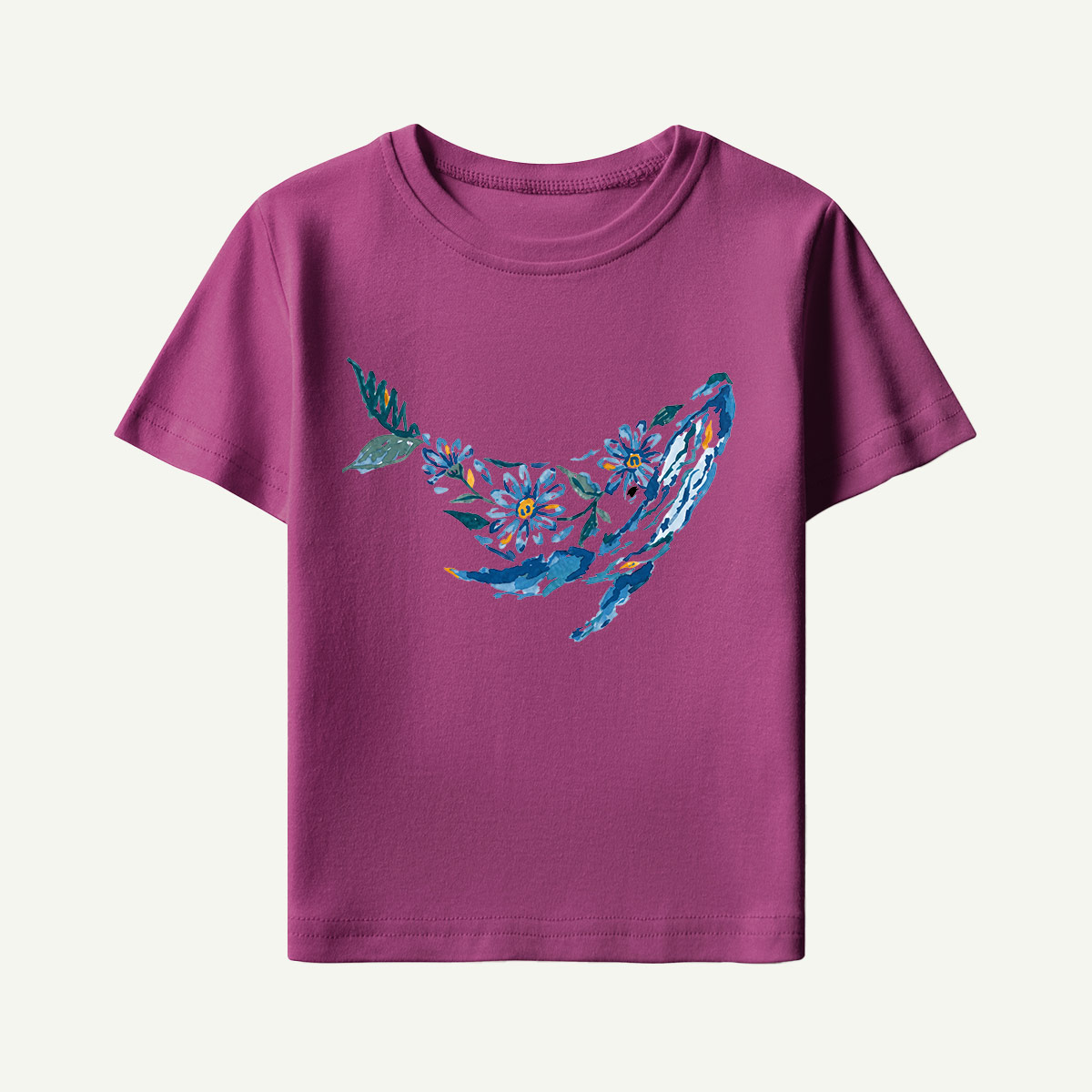 Floral Whale Silhouette Kids T-Shirt