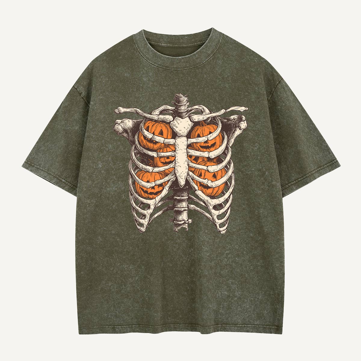  Pumpkin Cage Chest Washed T-Shirt