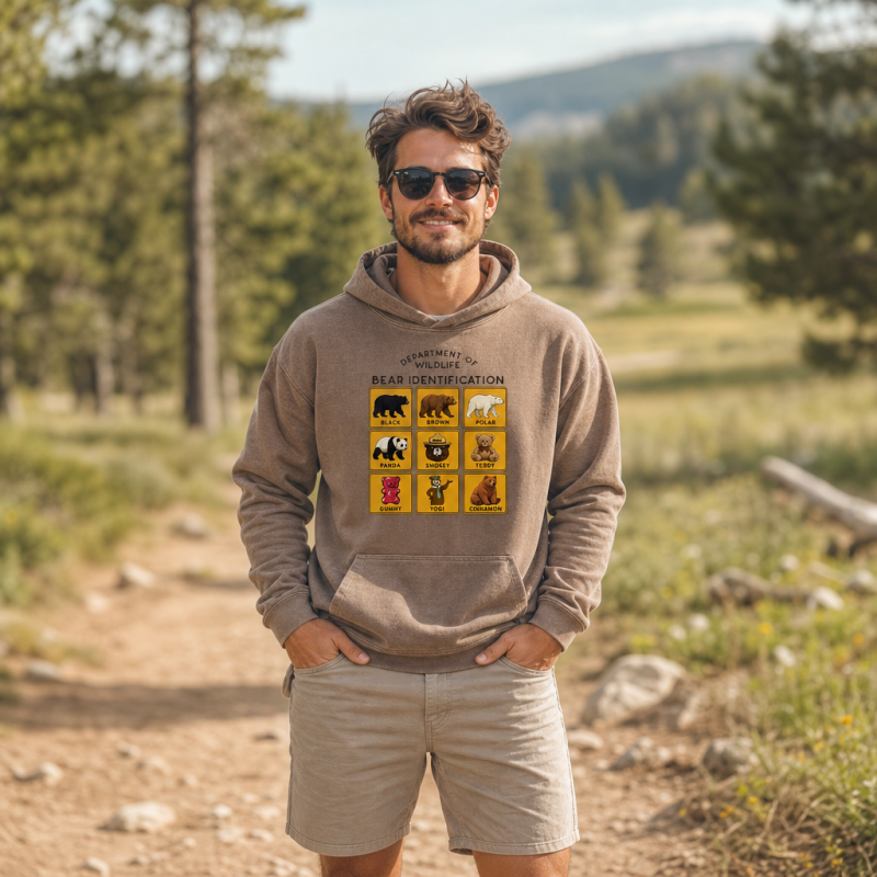 Department of Wildlife Bear Identification Grid Washed Hoodie