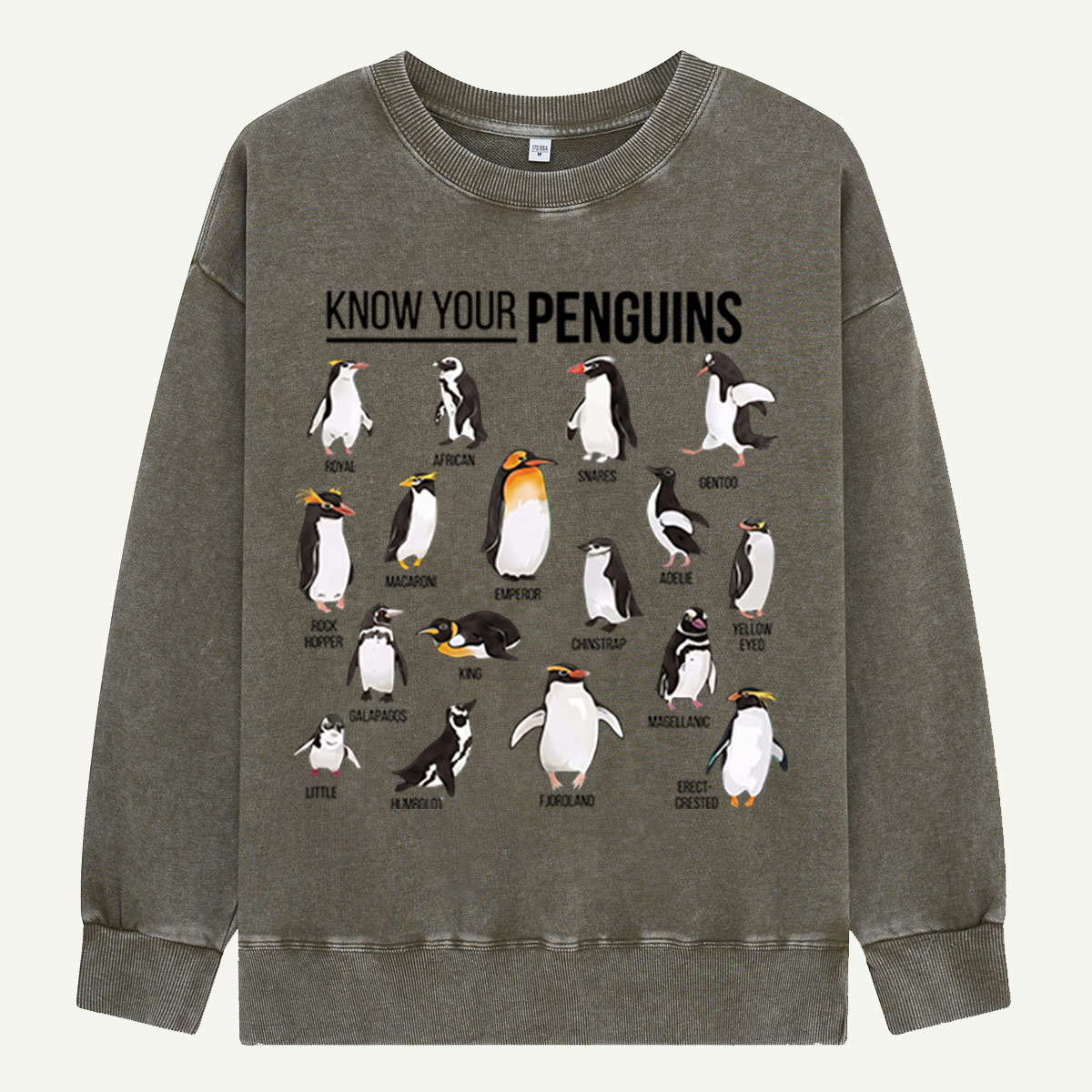 Know Your Penguins Washed Sweatshirts