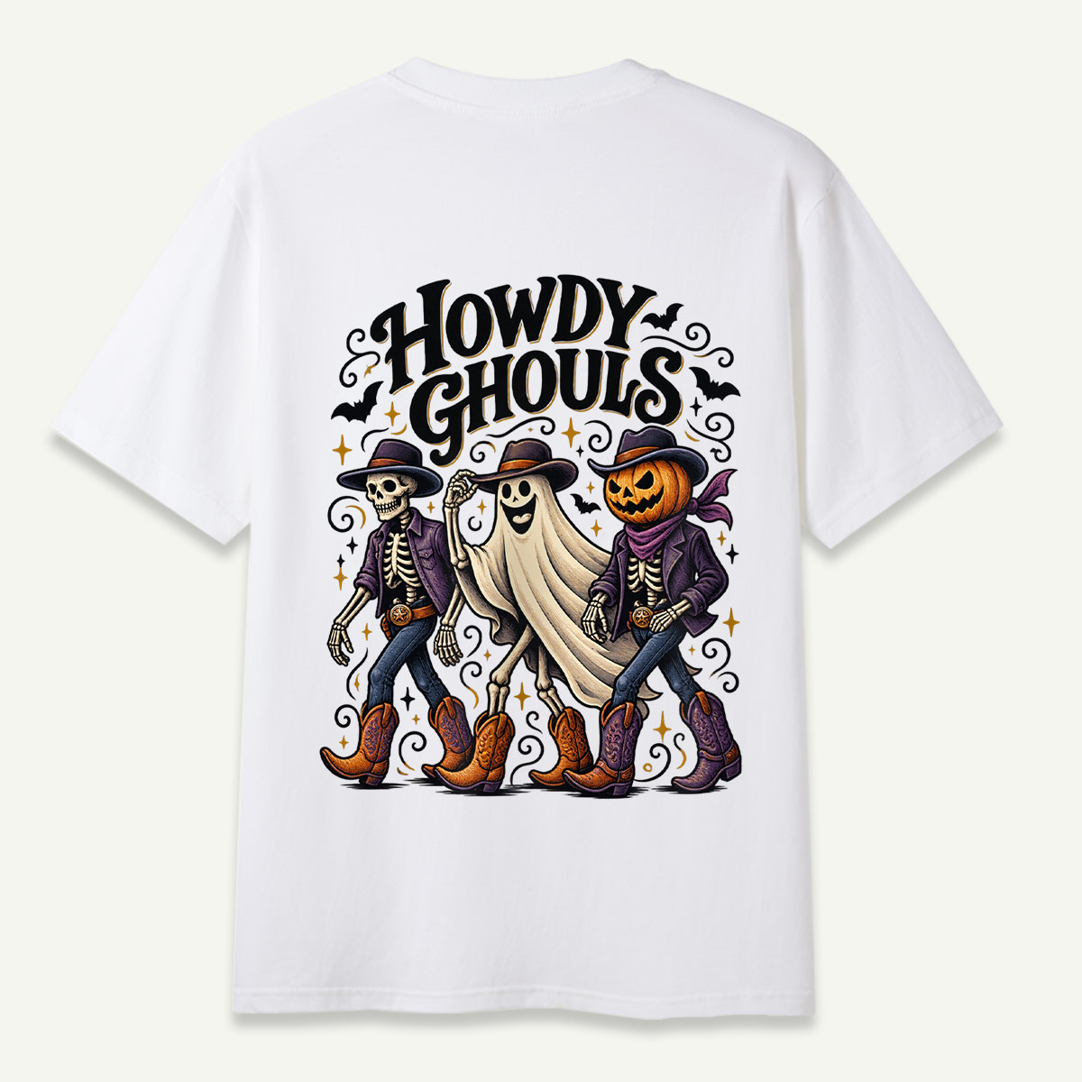 Howdy Ghouls Western Cowboy Ghost Halloween T-Shirt