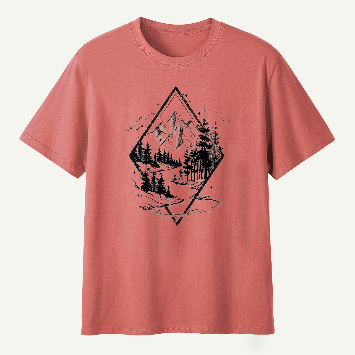 Mountain Forest Diamond Landscape T-Shirt