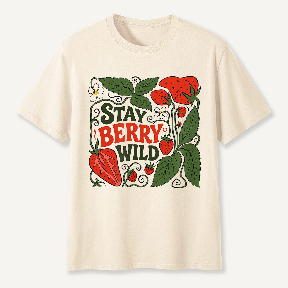 Stay Berry Wild Strawberry Illustration T-Shirt