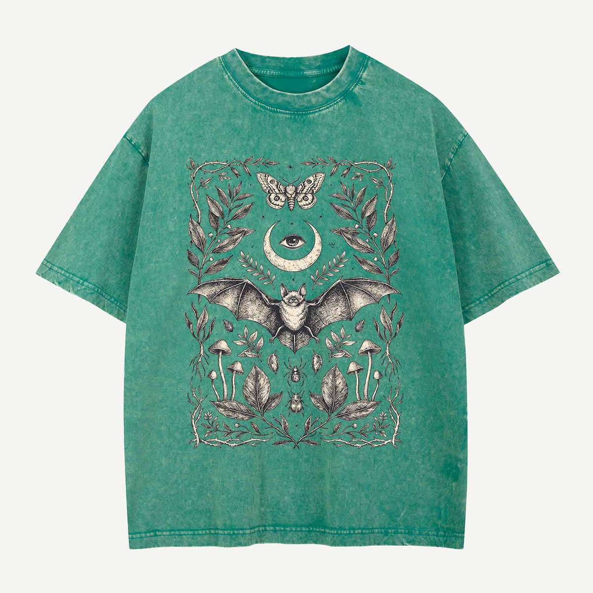  Moonlit Bat Botanica Washed T-Shirt