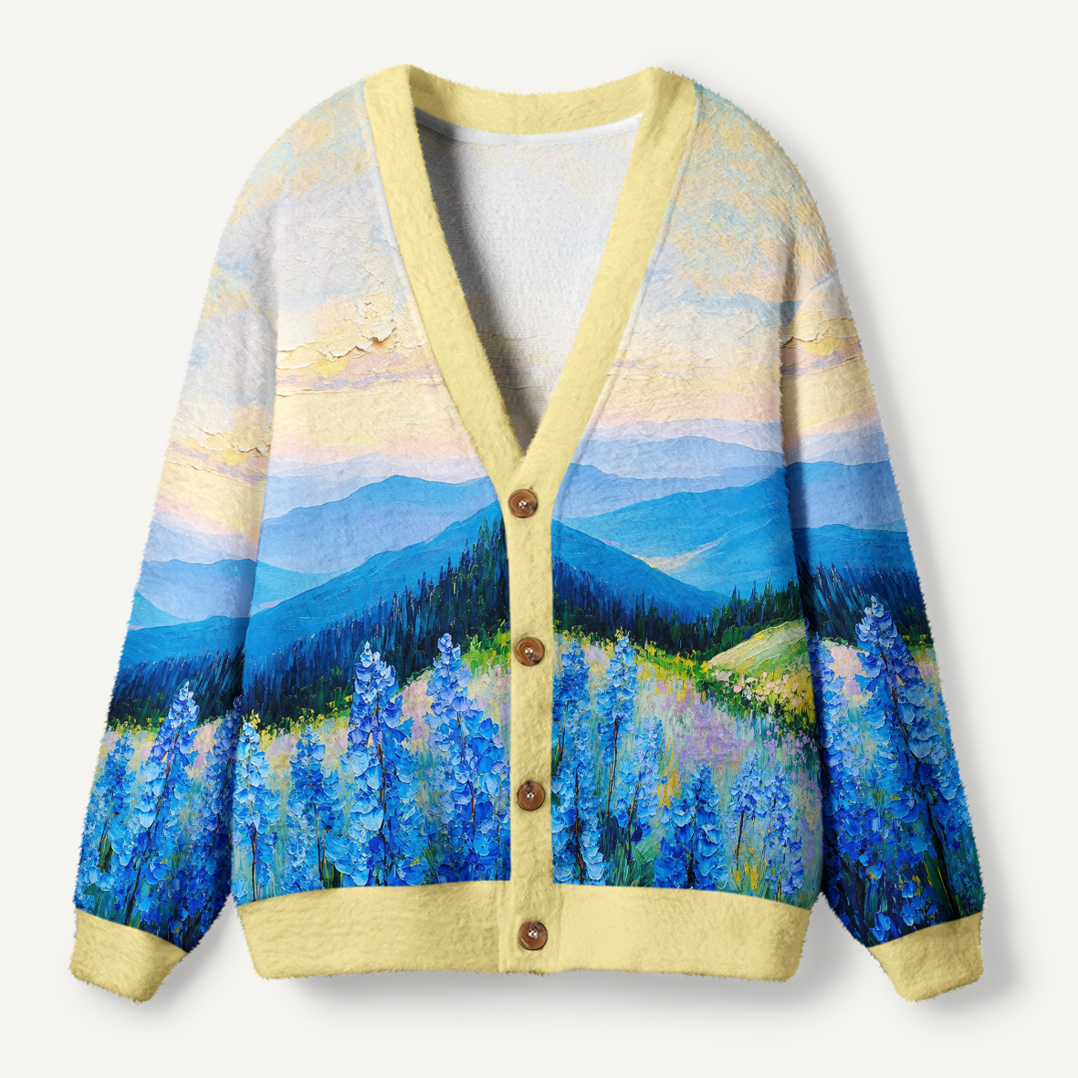 Blue Meadow Mountain Ugly Cardigan Sweaters
