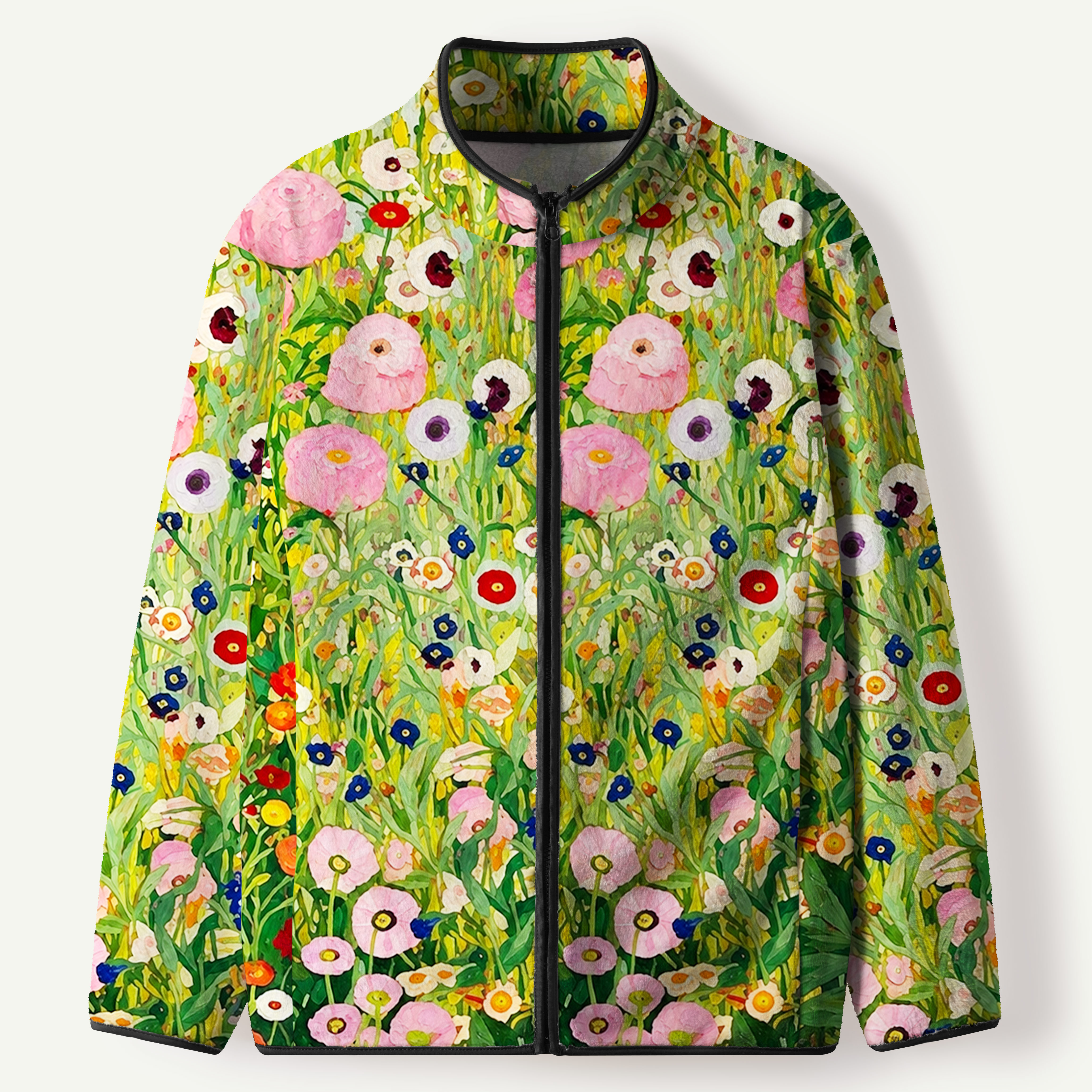 Spring Flower Meadow Women's Flannel Zip Front Cardigan