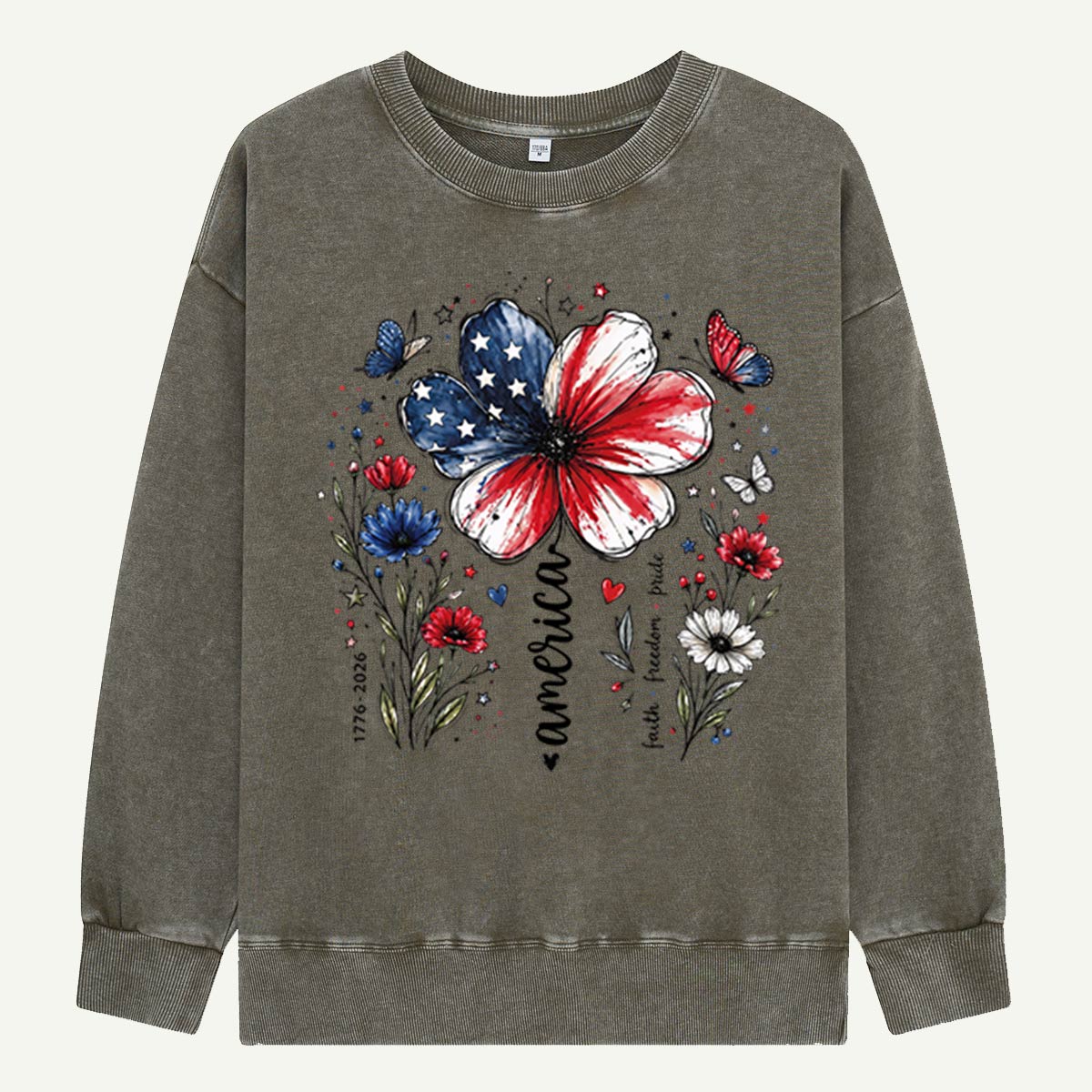 USA 250th Anniversary Floral Washed Sweatshirts
