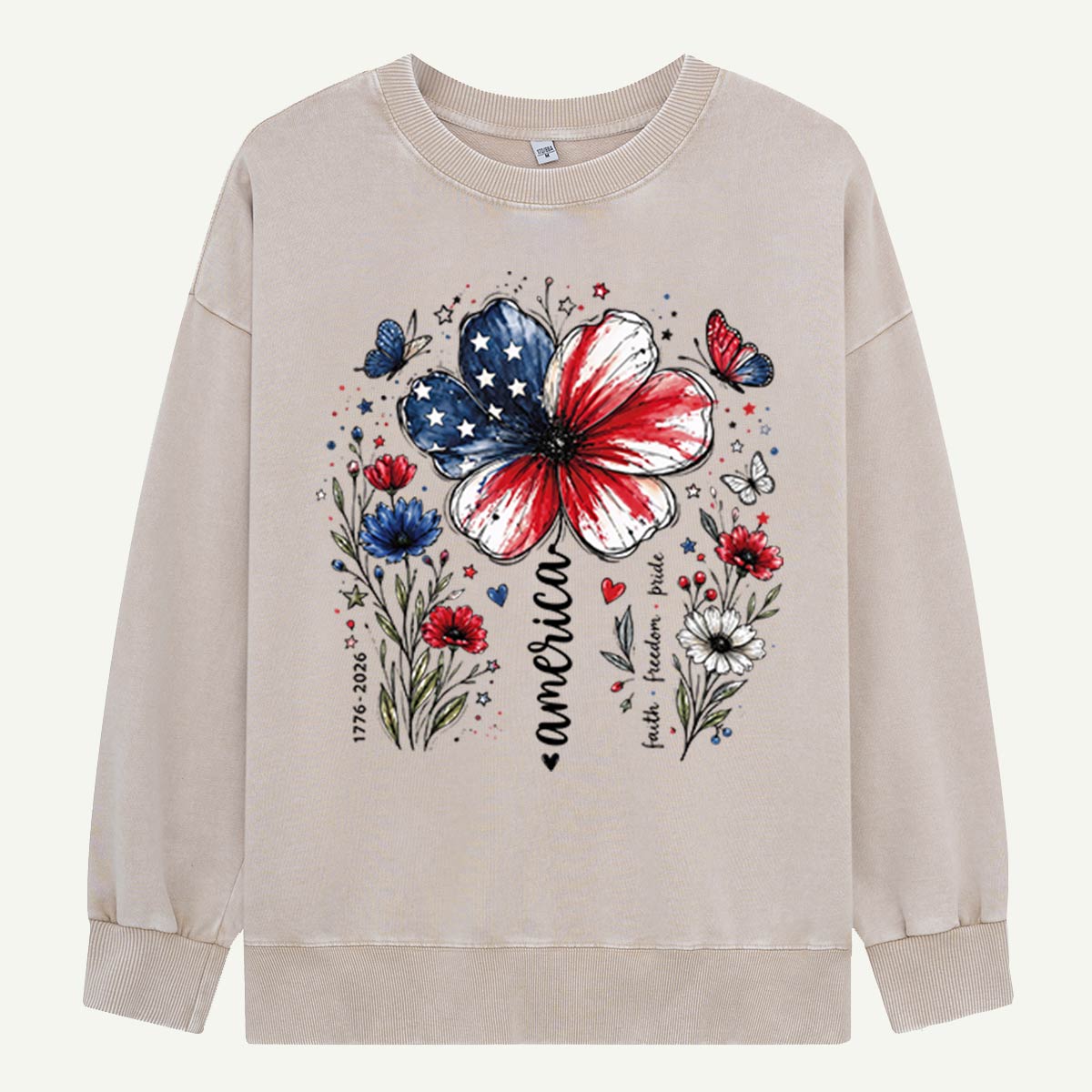 USA 250th Anniversary Floral Washed Sweatshirts