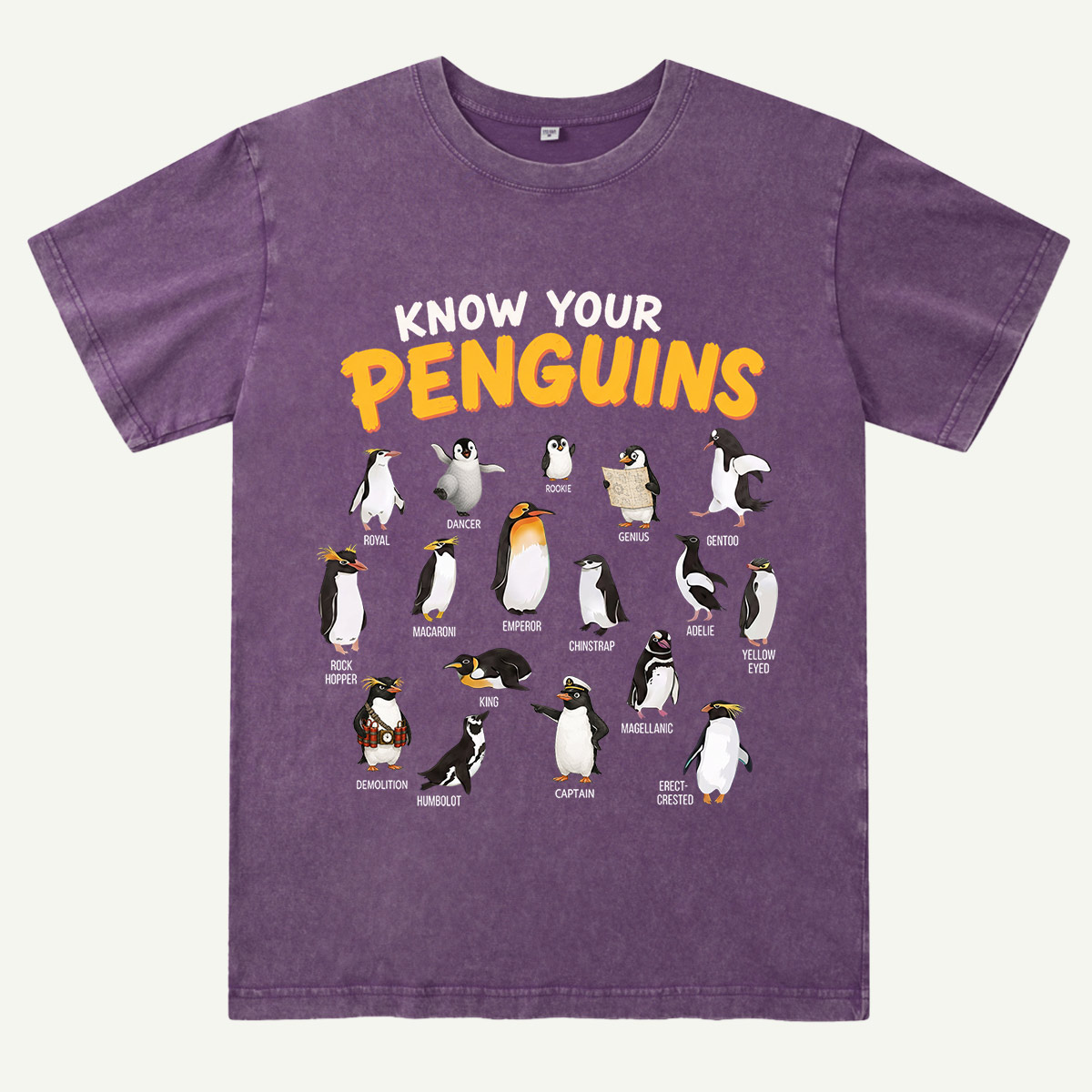 Know Your Penguins Penguin Species Washed T-Shirt