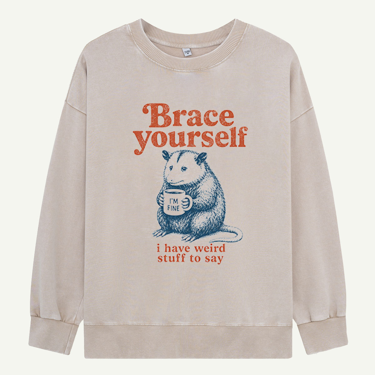 Brace Yourself, Opossum Has Thoughts Washed Sweatshirts