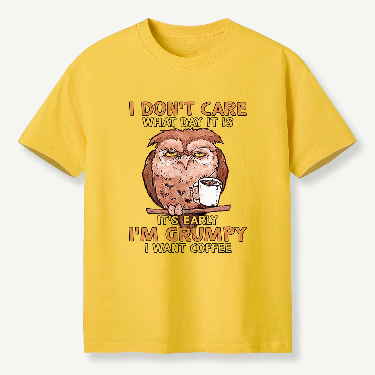 Grumpy Owl I Want Coffee Morning T-Shirt