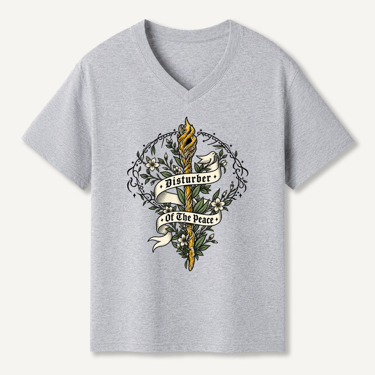 Disturber Of The Peace Wild Bird Botanical V-neck T-Shirt