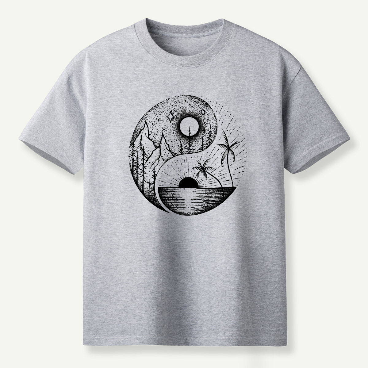 Yin Yang Sun Moon Forest Balance T-Shirt