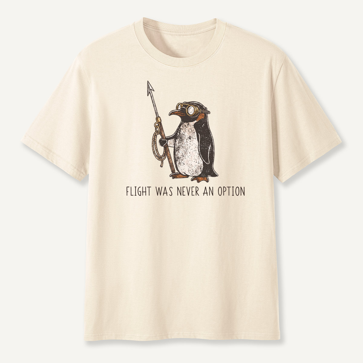 Flight Was Never An Option Aviator Harpoon Penguin T-Shirt