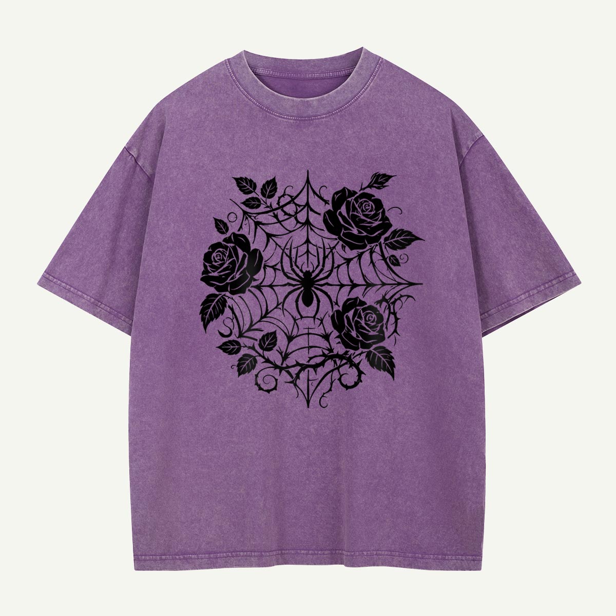 Roses Caught in the Web Washed T-Shirt