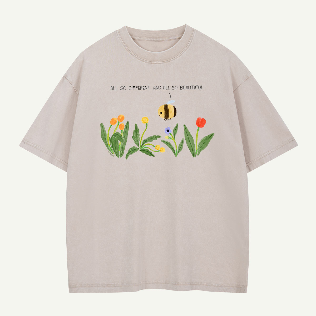 Different Blooms One Bee Washed T-Shirt
