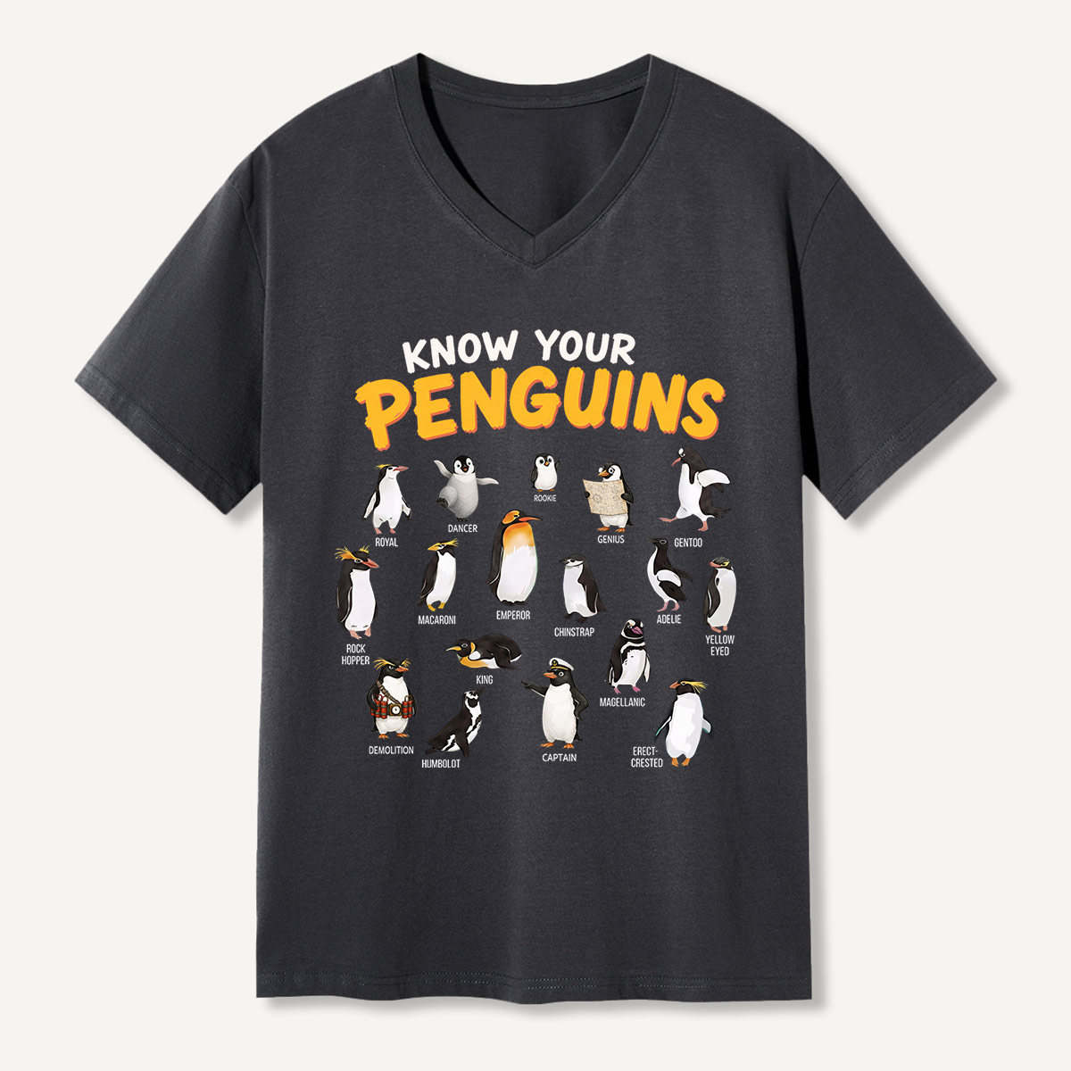 Know Your Penguins Penguin Species V-neck T-Shirt