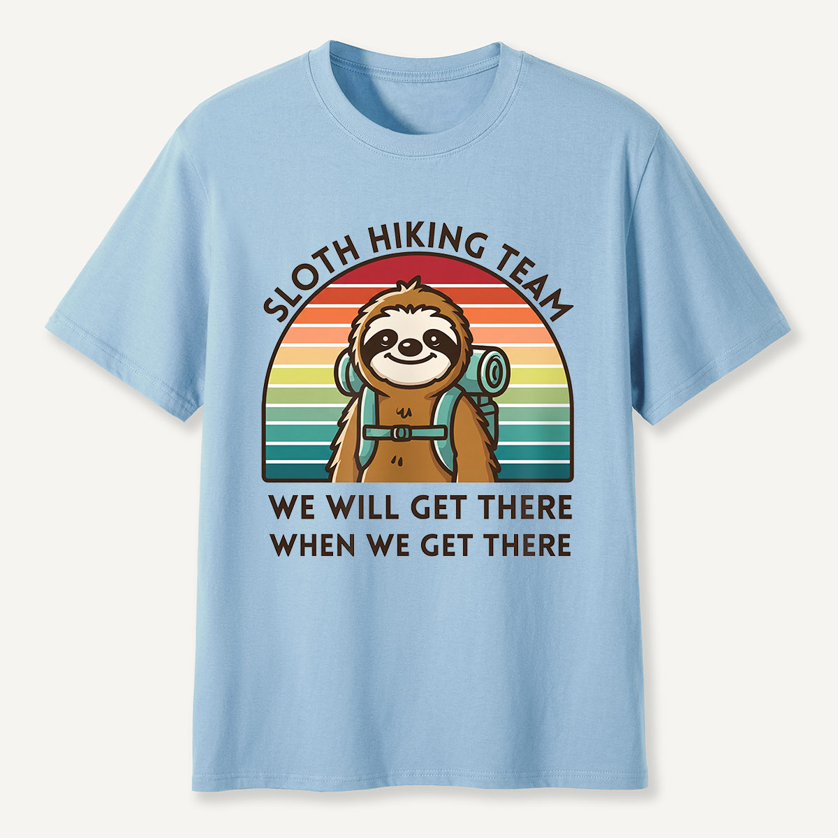 Sloth Hiking Team Retro Sunset T-Shirt