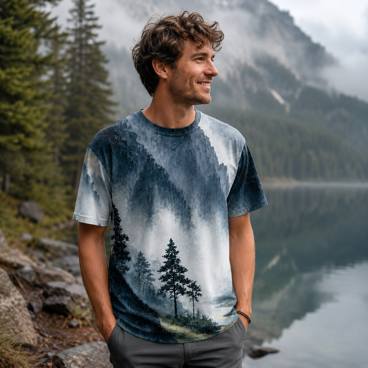 Golden River Misty Mountain Valley Premium Pure Cotton Tee