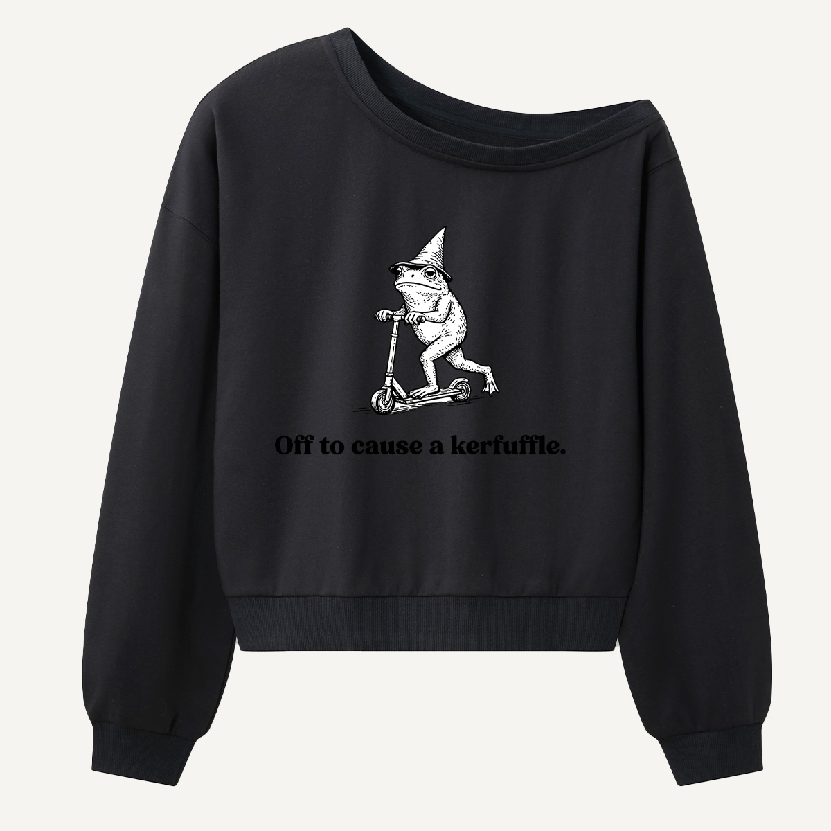 Off To Cause A Kerfuffle Little Troublemaker Women Off Shoulder Sweatshirt