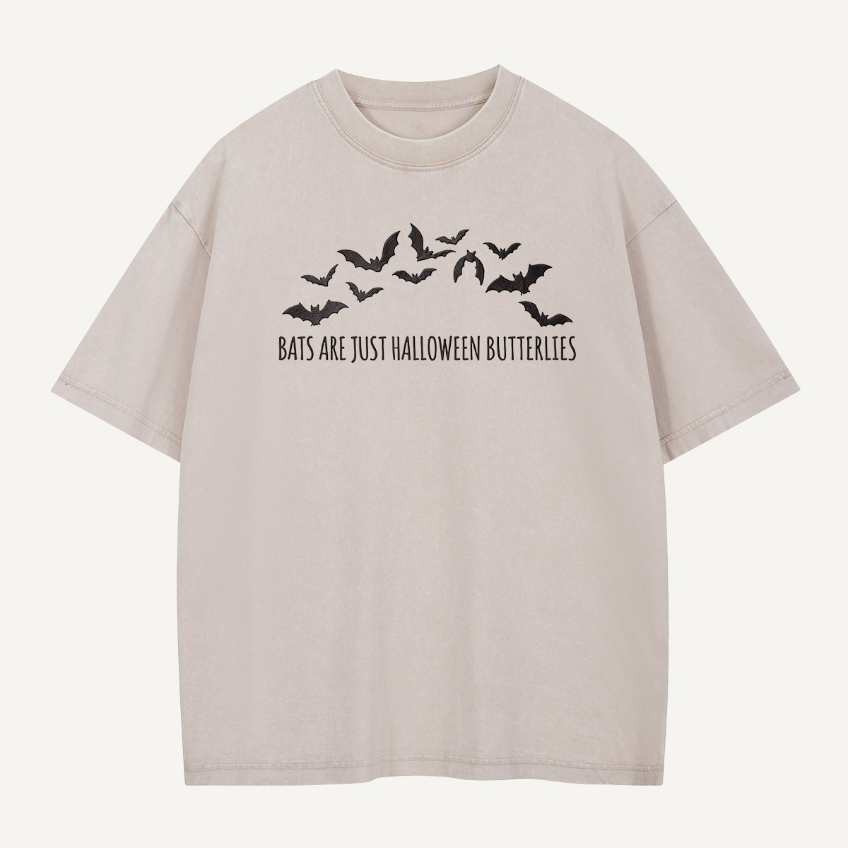 Halloween Butterflies Club Embroidered Washed T-Shirt