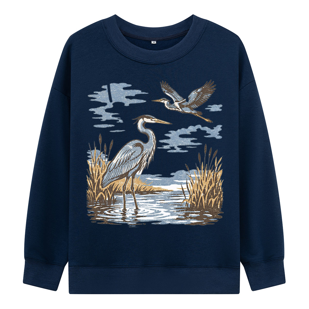 Vintage Heron Wetland Bird Nature Sweatshirts