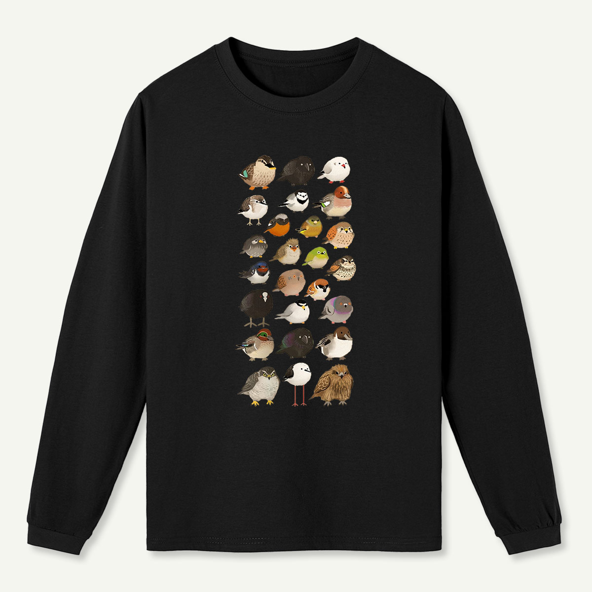 Bird Species Illustration Long Sleeve T-Shirt