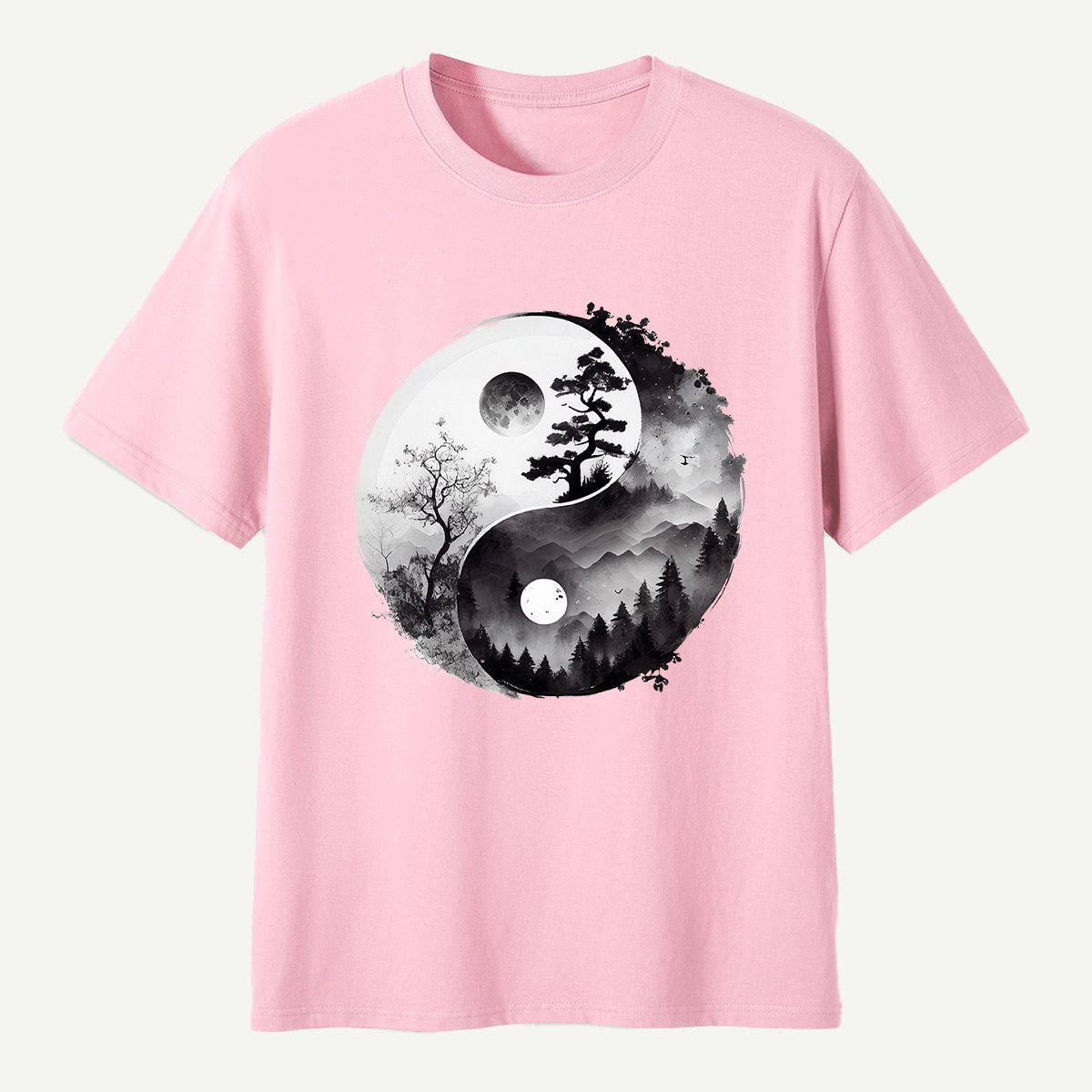 Yin Yang Mountain Forest Balance T-Shirt