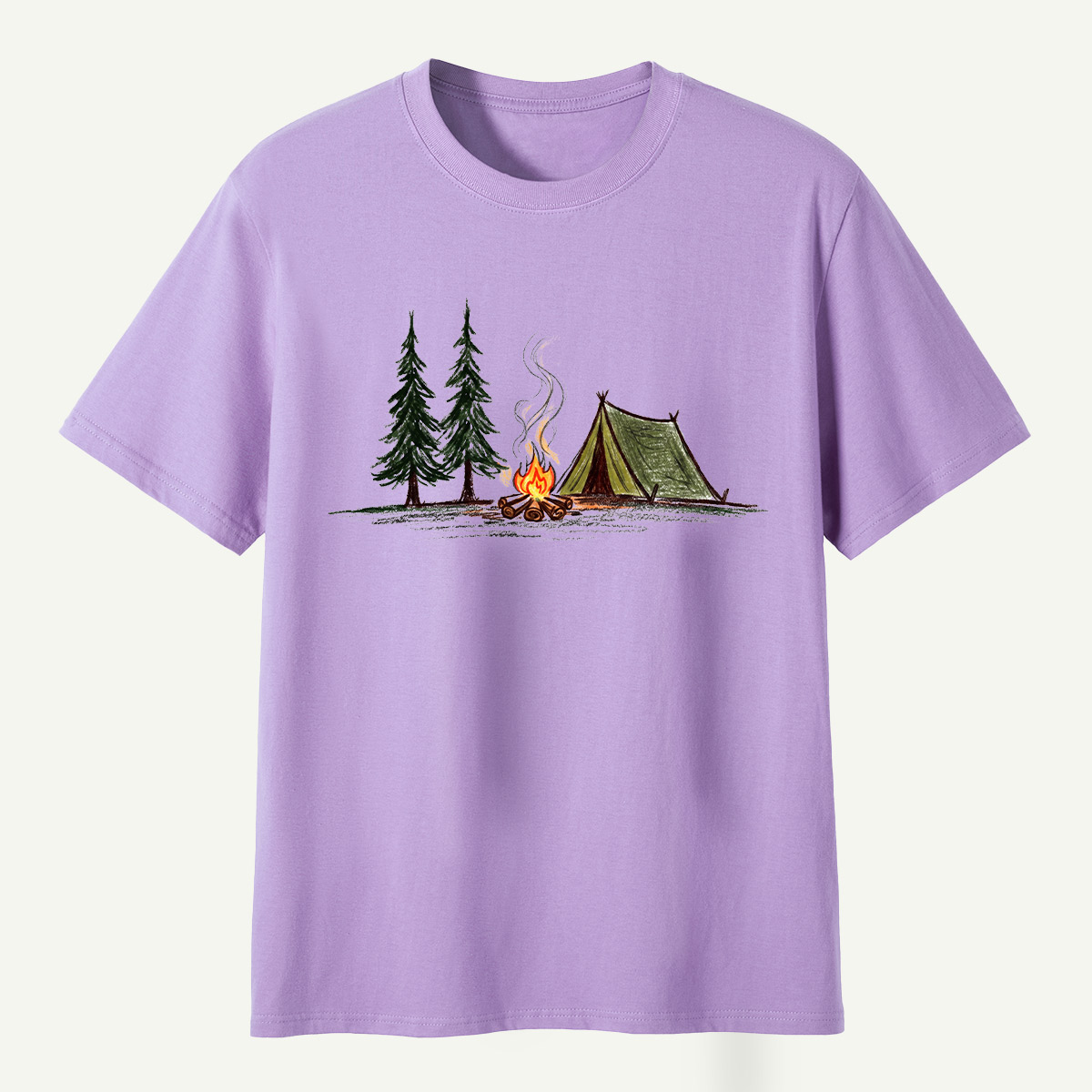 Campfire Tent Pine Forest Escape T-Shirt