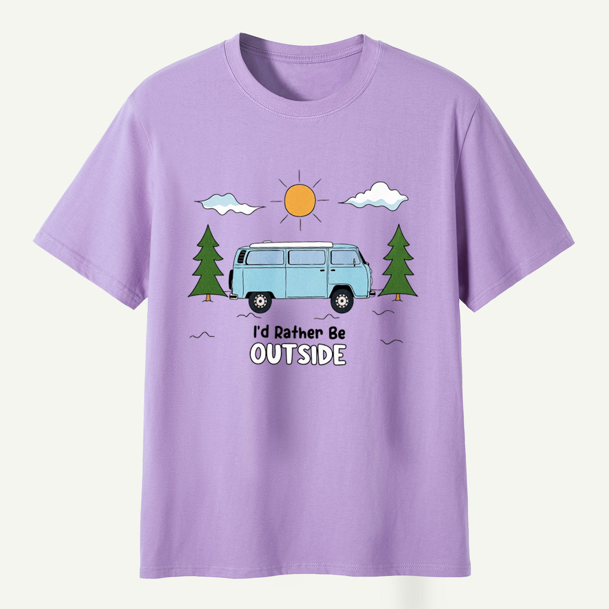 Id Rather Be Outside Camper Van Forest Sunset T-Shirt